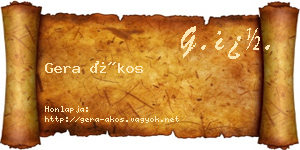 Gera Ákos névjegykártya